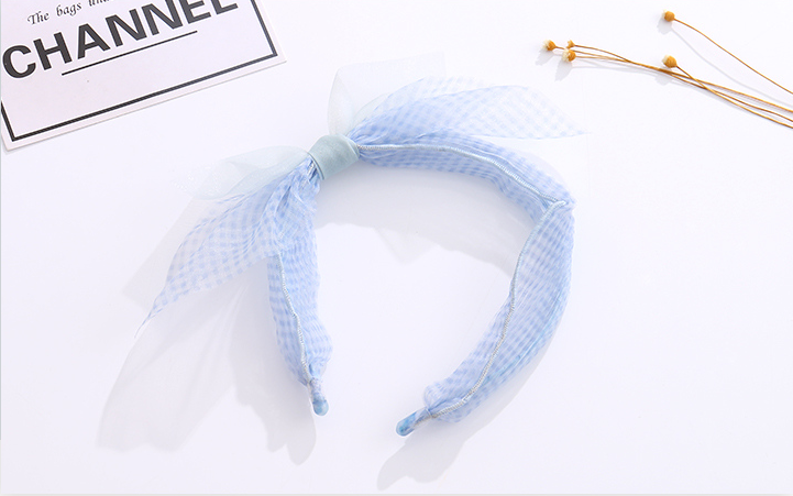 Checks Gauze Bow Knot Kids Hair Band