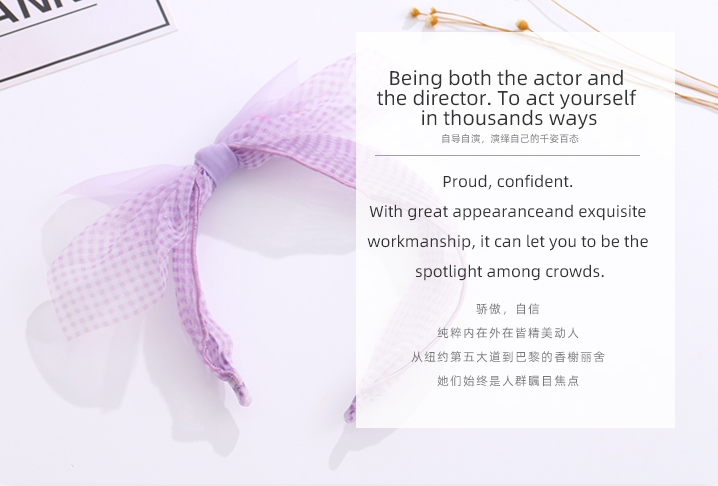 Checks Gauze Bow Knot Kids Hair Band