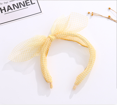 Checks Gauze Bow Knot Kids Hair Band