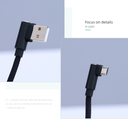 2M Double Angled Connectors Fabric Waving Charging Cable for MICRO