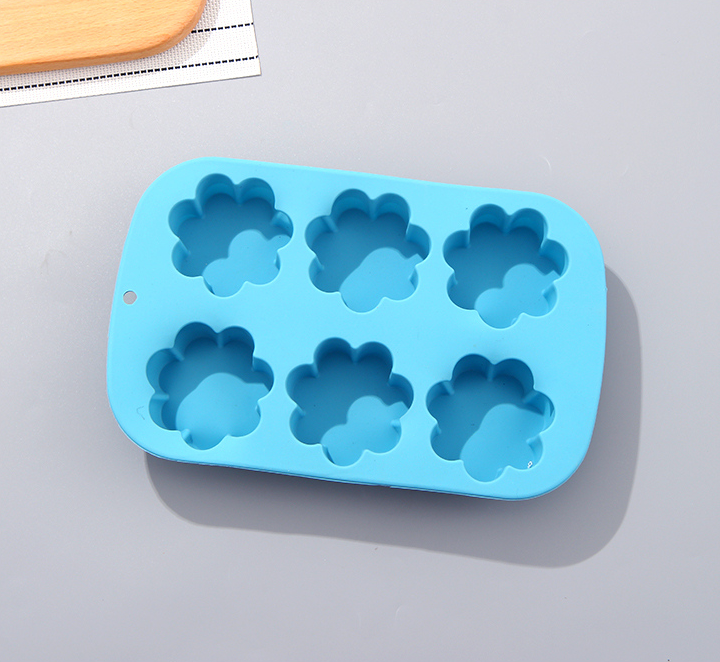 Flower-shape 6 Cavities Baking Mold (Blue)