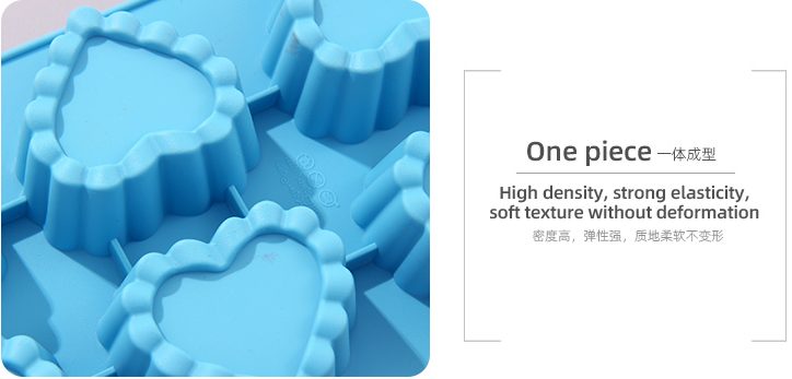 Lace Border Heart-shape 6 Cavities Baking Mold (Blue)