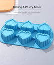 Lace Border Heart-shape 6 Cavities Baking Mold (Blue)