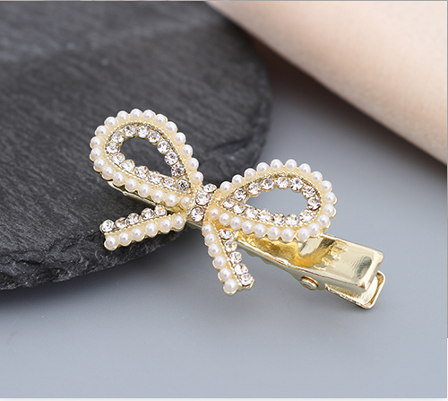 Bow Knot Rhinestone Artificial Pearl Hair Clip
