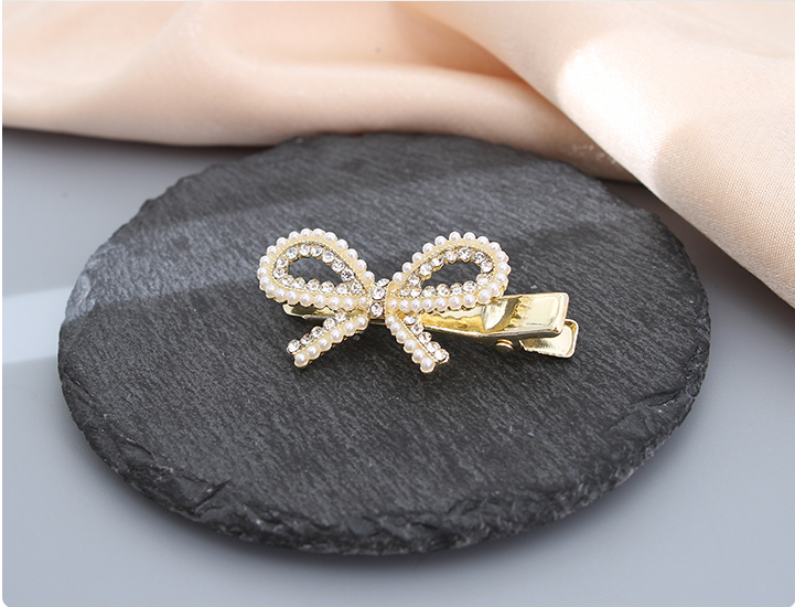 Bow Knot Rhinestone Artificial Pearl Hair Clip