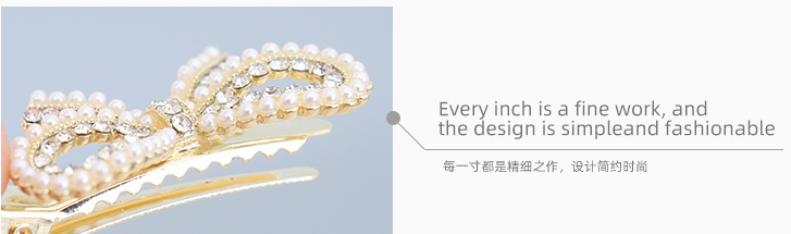 Bow Knot Rhinestone Artificial Pearl Hair Clip
