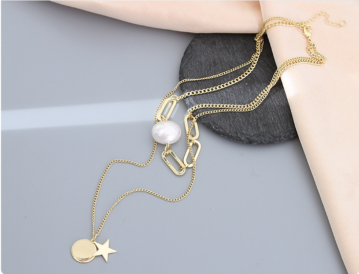 Artificial Pearl Star Double Layers Necklace