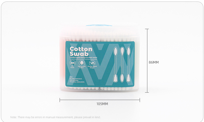 Dull Polish Box Colorful Paper Stick Cotton Swab (300 Count)