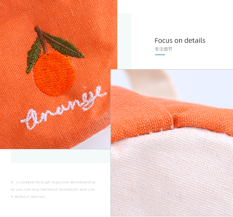 Embroidery Fruit Cylinder Fabric Storage Container