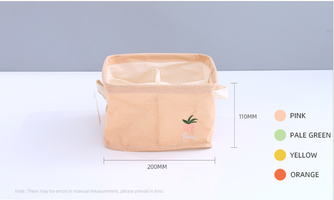 Embroidery Fruit Square Fabric Storage Container with 4 Comparments