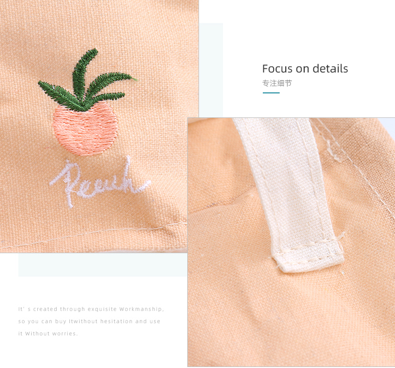 Embroidery Fruit Square Fabric Storage Container with 4 Comparments