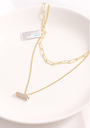 Rhinestone Pillar Pendant Double Layers Necklace