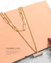 Rhinestone Pillar Pendant Double Layers Necklace