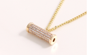 Rhinestone Pillar Pendant Double Layers Necklace