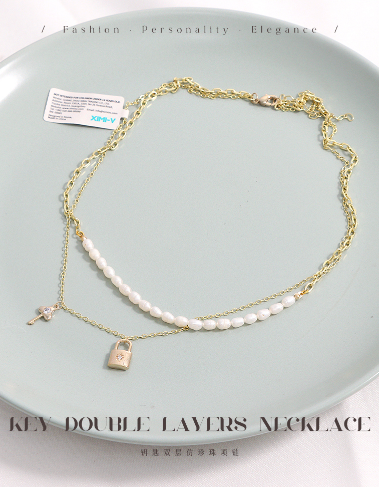 Key Double Layers Artificial Pearl Necklace
