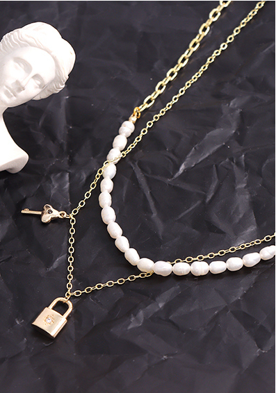 Key Double Layers Artificial Pearl Necklace