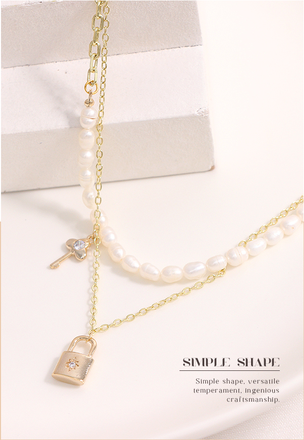 Key Double Layers Artificial Pearl Necklace
