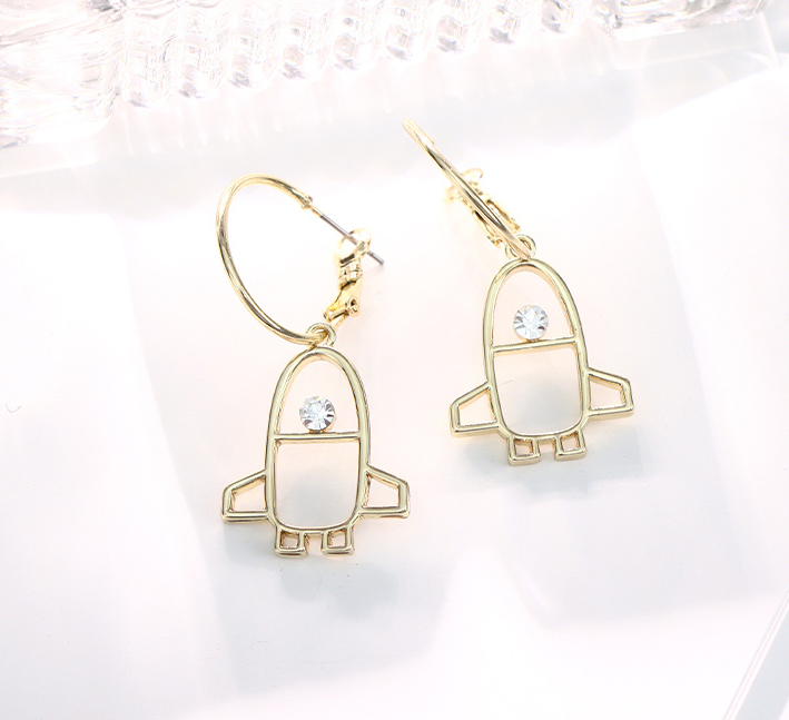 Simple Metallic Airplane Earrings