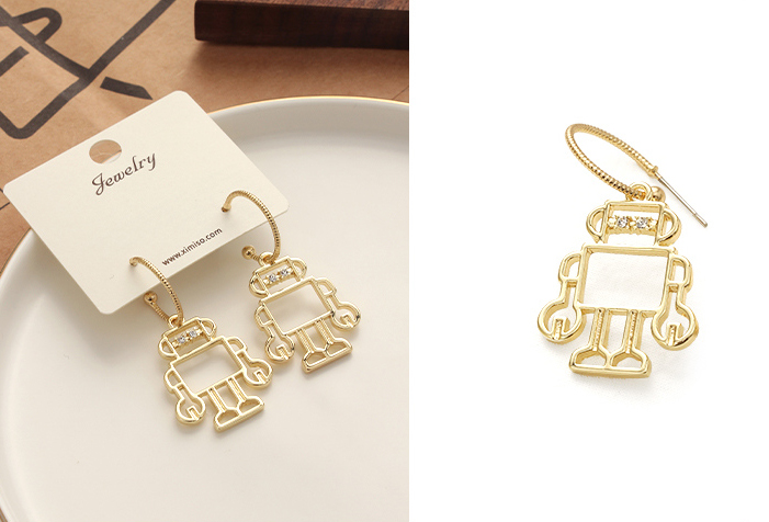 Simple Metal Robot Earrings