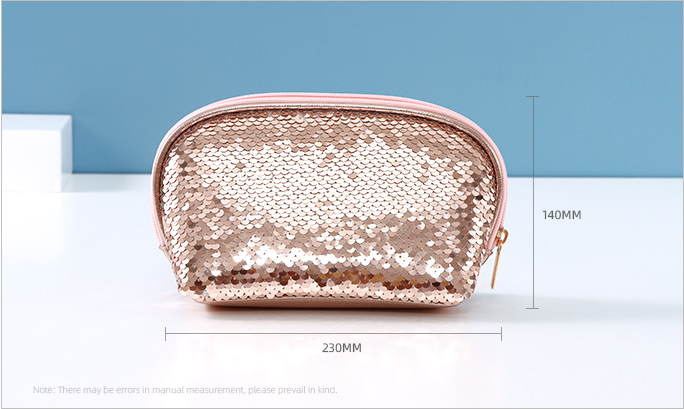 Sequin Arc-shaped Makeup Bag(Champaign Gold)