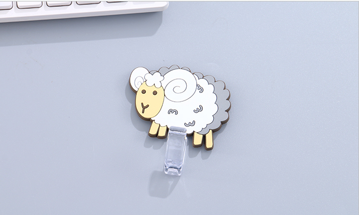 Sheep Shape Self-adhesive Hooks (2 Count)(White)