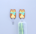 Owl Shape Self-adhesive Hooks (2 Count)(Brown)
