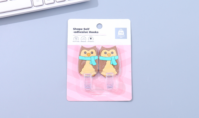 Owl Shape Self-adhesive Hooks (2 Count)(Brown)