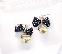 Elegant Black Polka Dot Bow Loving Heart Earrings
