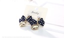 Elegant Black Polka Dot Bow Loving Heart Earrings
