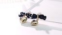 Elegant Black Polka Dot Bow Loving Heart Earrings