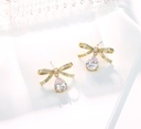 Simple Bow Zircon Earrings