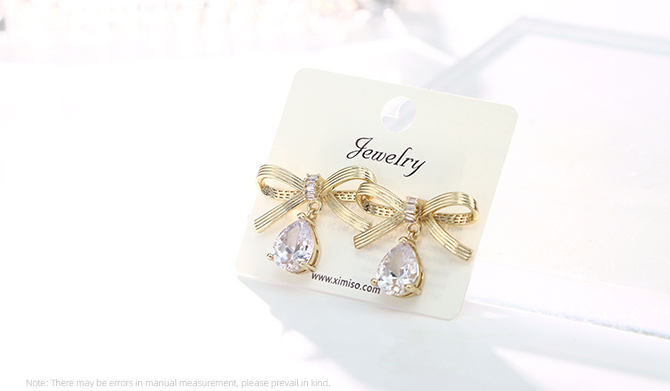 Simple Bow Zircon Earrings