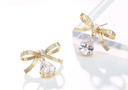 Simple Bow Zircon Earrings
