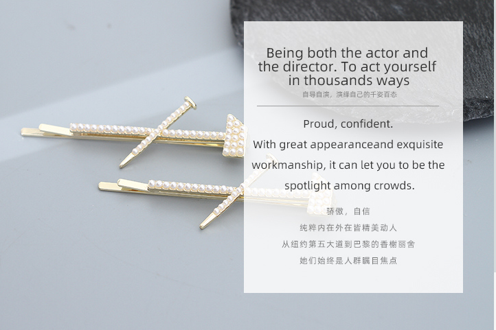 Artificial Pearl Axe Shape Hair Clip