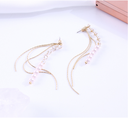 Elegant Artificial Pearl Zircon Tassel Earrings