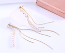 Elegant Artificial Pearl Zircon Tassel Earrings