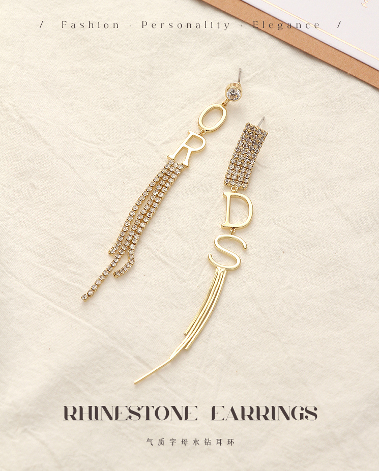 Elegant Letter Rhinestone Earrings