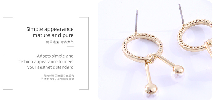 Elegant Zircon Artificial Pearl Round Knot Earrings