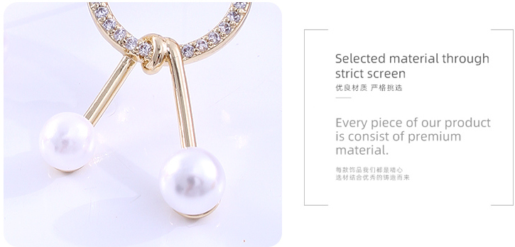 Elegant Zircon Artificial Pearl Round Knot Earrings