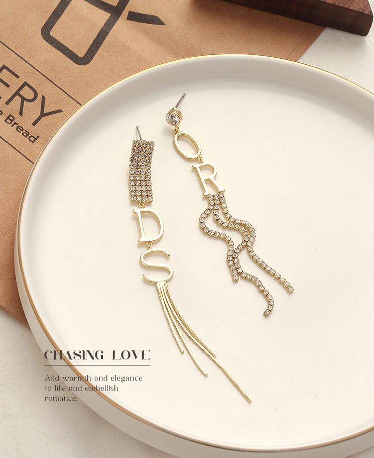 Elegant Letter Rhinestone Earrings