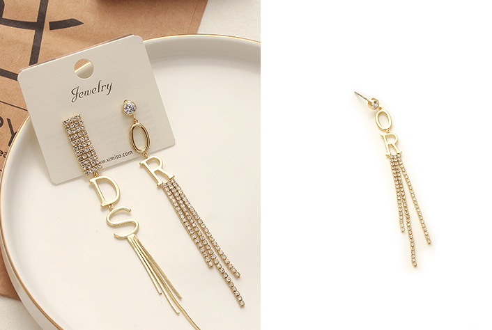 Elegant Letter Rhinestone Earrings