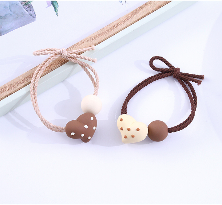 Cute Polka Dot Resin Loving Heart Ball Hair Tie 1 Piece