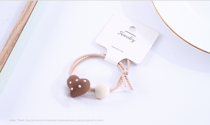Cute Polka Dot Resin Loving Heart Ball Hair Tie 1 Piece