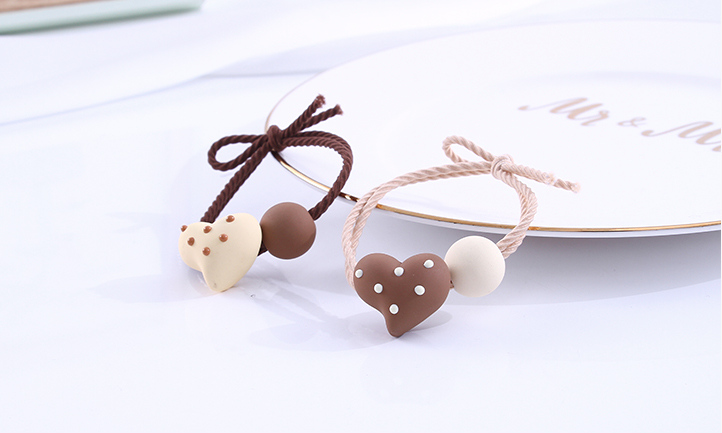 Cute Polka Dot Resin Loving Heart Ball Hair Tie 1 Piece