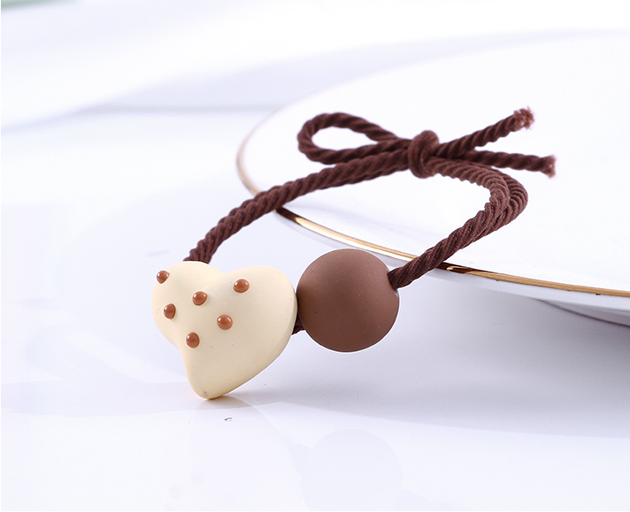 Cute Polka Dot Resin Loving Heart Ball Hair Tie 1 Piece