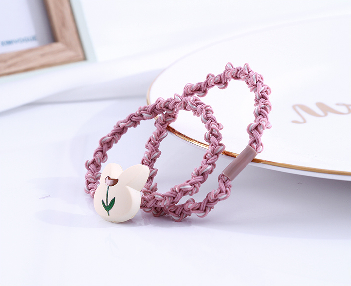 Cute Resin Flower Bunny Shape Hair Tie 2 Pieces