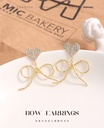 Elegant Rhinestone Loving Heart Bow Earrings