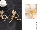 Elegant Rhinestone Loving Heart Bow Earrings