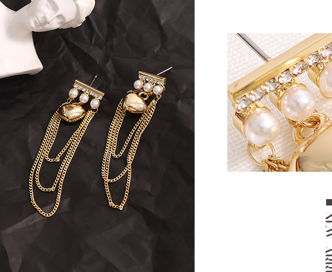 Simple Loving Heart Artificial Pearl Rhinestone Earrings