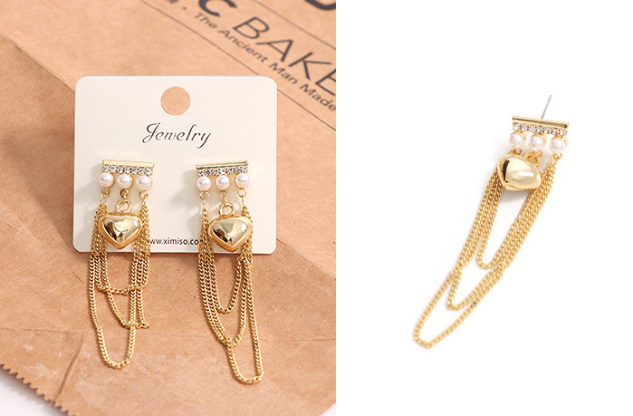 Simple Loving Heart Artificial Pearl Rhinestone Earrings
